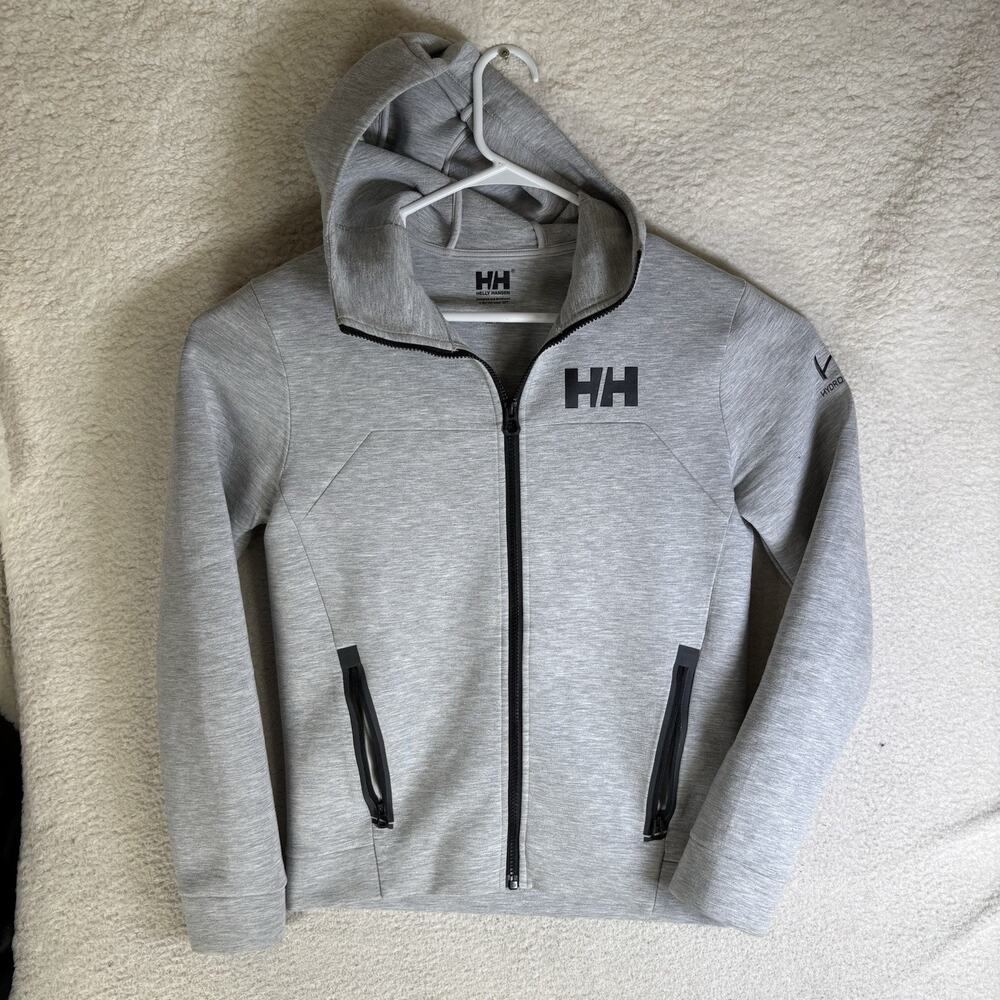 Helly Hansen Hoodie Jacket Mens Small Gray Hydropower Full Zip Sweatshirt READ